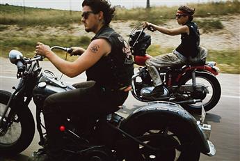 DANNY LYON (1942- ) Two rare color prints from the series Bikeriders: Run to Springfield, Illinois * Cal, on the Springfield Run. 1966;